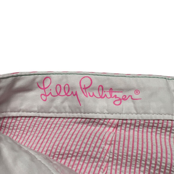 Lilly Pulitzer Buttercup Short SIZE 0 WAIST 29 Pink Seersucker Scallop Pockets - Picture 3 of 9